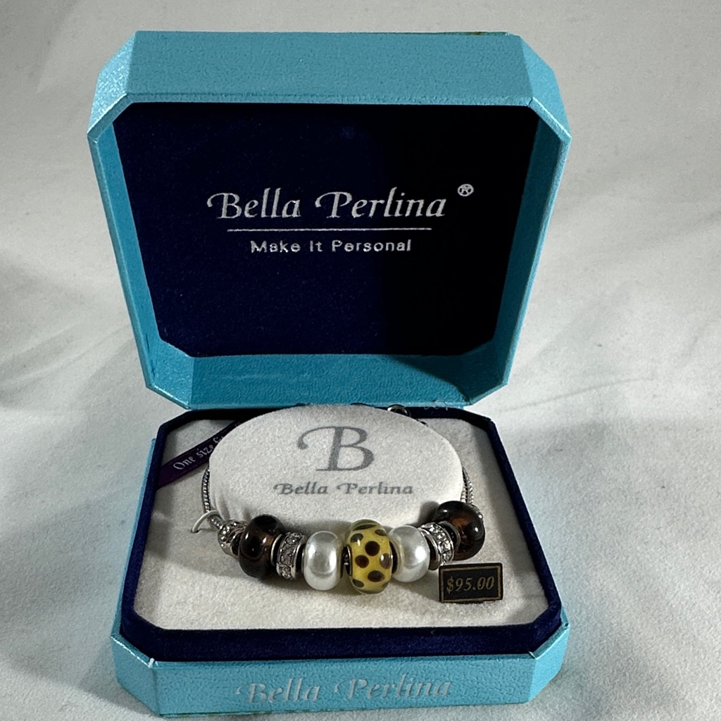 Bella Perlina Silver And Brown Charm Bracelet 25$